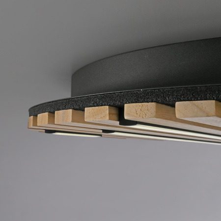 Okrągła lampa sufitowa drewniane lamele z LED strerowana pilotem i aplikacją Q-AKUSTIK Paul Neuhaus 6421-79