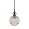 Lampa wisząca karbowany szklany koniakowy klosz z dodatkową zieloną małą kulą SOPHIA BIG GREEN COGNAC 1xE27 Tk Lighting 10930