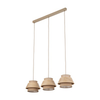 Potrójna lampa wisząca z abażurami z juty KALUM WOOD 3XE27 Tk Lighting 11810