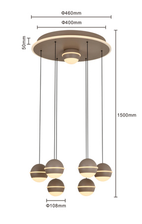 Lampa wisząca siódemka okrągła Biarritz kaszmirowa Aviano Lighting 5047-813