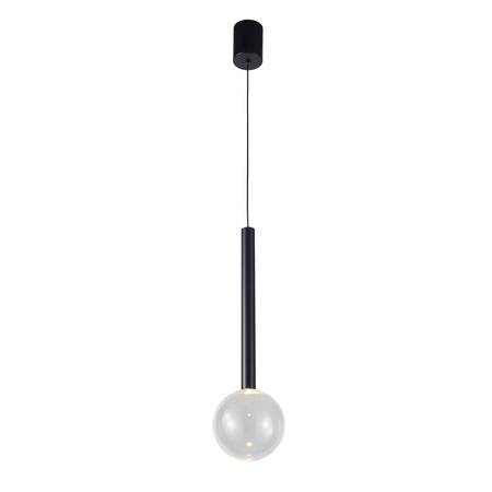 Pojedyńcza lampa wisząca czarna ze szklanym kloszem LED 3000K Alinos Italux PND-24019-1A-BK