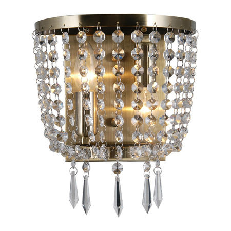 Kinkiet lampa ścienna Cortina brąz antyczny z wiszącymi kryształkami Italux WL-30138-2B
