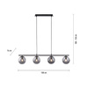 Czarna lampa wisząca 4 dymione kule szklane na belce BIG WIDOW 4xE14 Just Light 14604-18