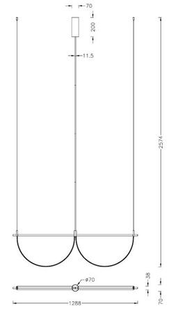 Nowoczesna złota lampa z podwójnym łukiem Victoria 40W Maxlight P0689