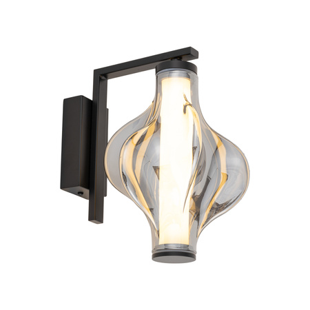 Czarny kinkiet z dymionym szklanym kloszem LED 3000K ELVA BLACK Tk Lighting 18219