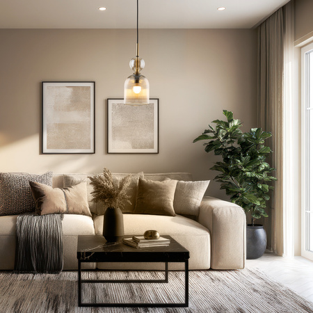 Lampa wisząca ryflowane bursztynowe szkło SOPHIA COGNAC 1xE14 Tk Lighting 11039