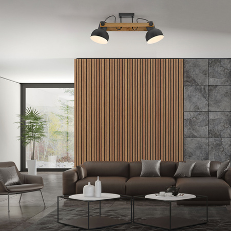 Lampa sufitowa drewniana z dwoma metalowymi kloszami CUP 2.0 2xE27 Just Light 15744-18