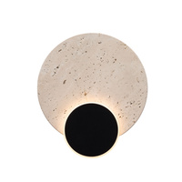 Okrągły kinkiet LED wykonany z trawertynu o średnicy około 18cm Travertino Maxlight W0394