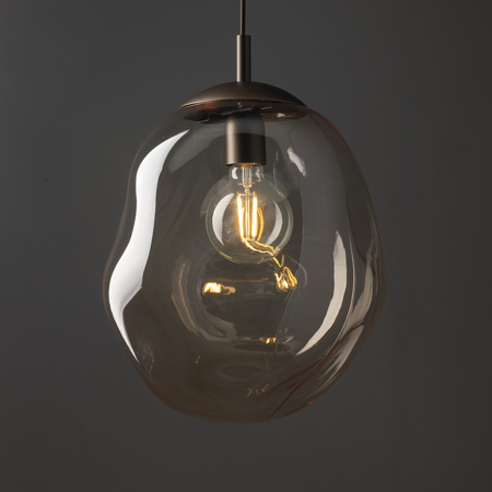 Lampa wisząca szklana zniekształcona bursztynowa  kula 35cm LAVA L BROWN 1xE27 Tk Lighting 11324