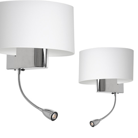 Kinkiet do sypialni Casino 1xE27 + 1W LED Biały/Chrom Milagro ML6372