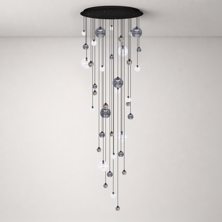 Czarna lampa wisząca z kloszami na antresolę ROTUNDA Kaja Lighting KP-20