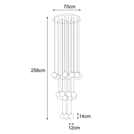 Duża czarna lampa wisząca z białymi kloszami ASPEN Kaja Lighting KP-32
