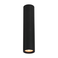 Czarna długa tuba 24cm ryflowana 1xGU10 Rilok Italux CLN-83920-L-BK