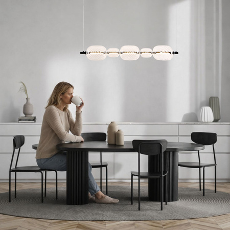 Lampa wisząca czarna pozioma 5 szklanym owalnych kloszy PLAYA 15W LED 3000K Candellux Studio 35-50526