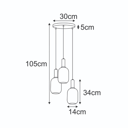 Lampa wisząca z ryflowanymi kloszami 14 cm FIORE Kaja Lighting K-5882