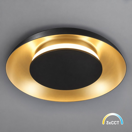 Lampa sufitowa Piattino 25cm 15W LED CCT Czarno-złoty Milagro ML2940