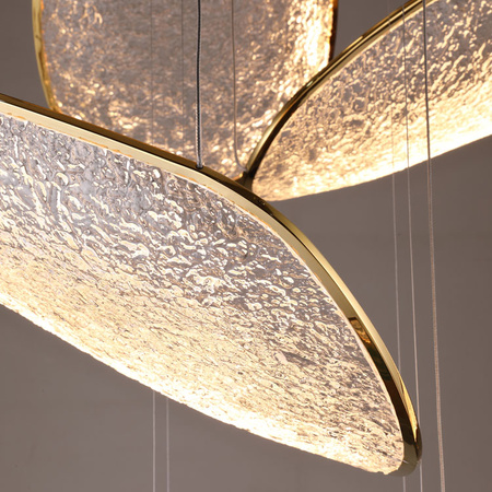 Duża ekskluzywna złota lampa wisząca z kloszami akrylowymi Maxlight P0635D Empire 121W