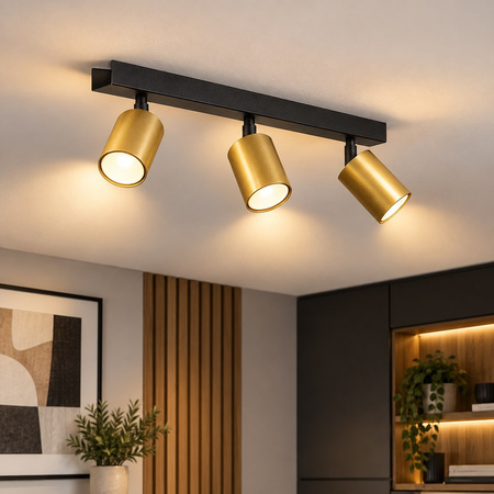Lampa sufitowa Hudson 3xGU10 Czarno-Złoty Milagro MLP0259