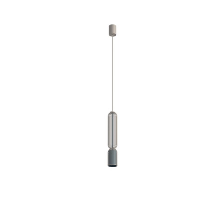 Lampa wisząca druciana tuba - metalowy, ażurowy klosz beż + grafit 1xGU10 SINGLES B Nowodvorski 12200