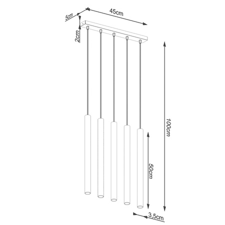 Lampa wisząca tuba drewno PASTELO 5L Sollux SL.1269