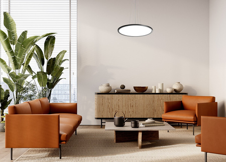 Lampa wisząca płaske koło LED 40cm z czarną obramówką Manito Italux PND-72843-400R-32W-BL