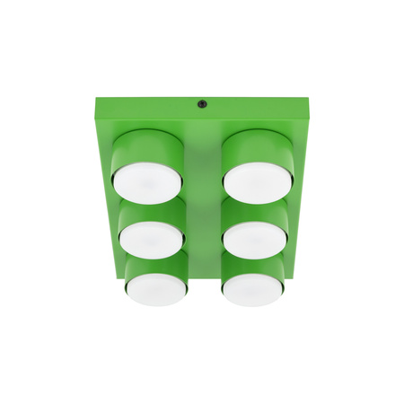 Prostokątny zielony plafon sufitowy sześciopunktowy BRIX GREEN 6xGX53 Tk Lighting 11288