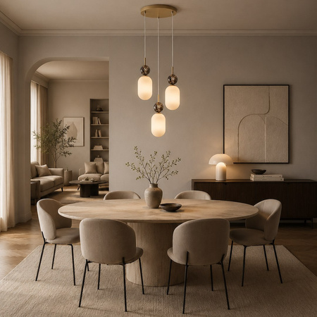 Lampa wisząca Crema potrójna (koło) z kulami imitującymi marrmur 3xE14 Milagro MLP2814