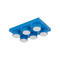 Prostokątny niebieski plafon sufitowy sześciopunktowy BRIX BLUE 6XGX53 Tk Lighting 11285