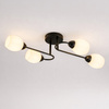 Lampa sufitowa czarna z czterema szklanymi mlecznymi kloszami 4xE27 KING MIlagro ML2755