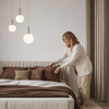 Lampa wisząca beżowa trzy białe klosze o różnych wielkościach na okrągłej podstawie TESTA 3xG9 Candellux Studio 33-50908