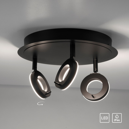 Lampa sufitowa trzypuktowa w kolorze antracyt LED 3000K IP44 SILEDA Paul Neuhaus 6788-13