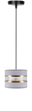 PANDY lampa wisząca czarny 1x40W E27 abażur szary+złoty Candellux 31-37718
