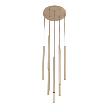 Lampa wisząća dziesięć ryflowanych cienkich rurek FERRO SABIA CHAMPAGNE 10XG9 KOŁO Tk Lighting 11494