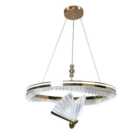 Lampa wisząca Marissa Cristal złota 60cm z motywem motyla LED CCT Light Prestige LP-2515/1P Cristal GD