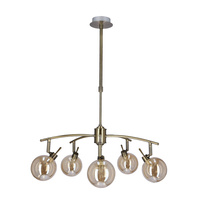 Lentini lampa wisząca patynowy 5x40w g9 klosz bursztynowy Candellux 35-16331