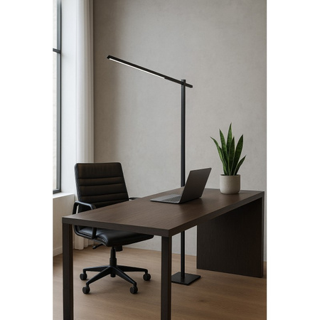 Minimalistyczna czarna lampa stojąca LED – asymetryczny kształt i lekka forma ONTARIO FLOOR DIMM SWITCH BK Azzardo AZ6803