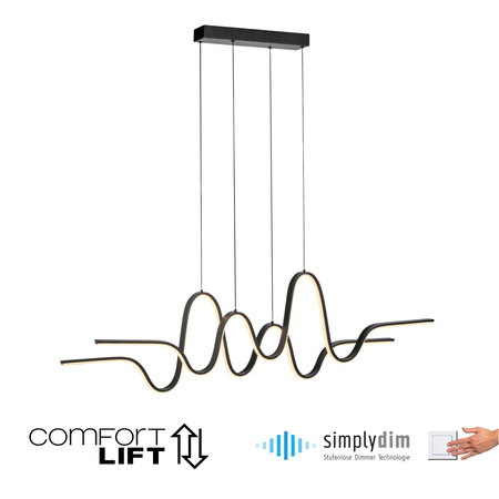 Falowana czarna lampa wisząca LED 3000K ALTITUDE 2292-18 z wbudowanym ściemniaczem