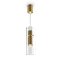 Lampa wisząca ryflowana złota tuba w szklanej otoczce Dynamics MOD326PL-01MG Maytoni
