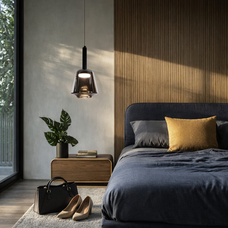 Lampa wisząca czarna z dymionym szkłem BUENO Candellux Studio 31-50441
