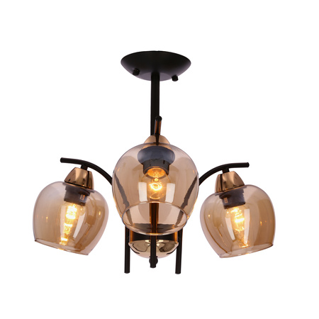 MERRA lampa wiszaca czarny 3x40W E27 klosz bursztynowy Candellux 33-35318