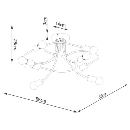 Żyrandol LEVAR 8 czarny Sollux SL.1457