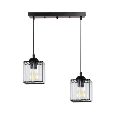 GLASSIA LAMPA WISZĄCA CZARNY 2X40 E27 KLOSZ CZARNY+KRYSZTAŁY BEZBARWNE Candellux 32-21113