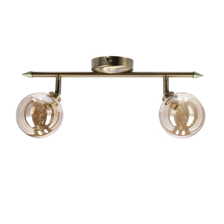 Rodia lampa sufitowa listwa patynowy 2x40w g9 klosz bursztynowy Candellux 92-16539