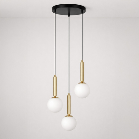 Czarna lampa wisząca z białymi kloszami - kulami TOKI Kaja Lighting K-5862