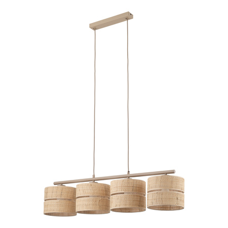 Poczwórna lampa wisząca z abażyrkami z rafii 4XE27 CALMA Tk Lighting 11603