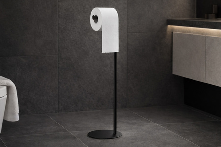 Prosty, czarny stojak na papier KS-47 PAPER STAND z serii KAJA HOME