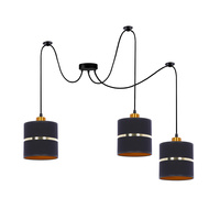Assam p lampa wisząca czarny+złoty 3x60w e27 abażur czarny+złoty pasek Candellux 33-17772