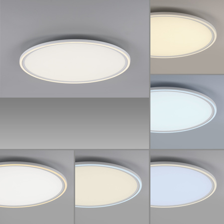 Okrągły biały plafon sufitowy 60cm sterowany pilotem z dodatkowym podświetleniem  EDGING Just Light 14871-16