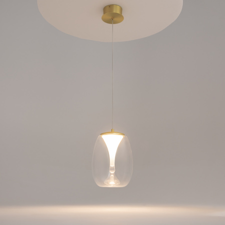 Złota lampa wisząca z przeźroczystym kloszem LED Splash MOD282PL-L8G3K1 Maytoni