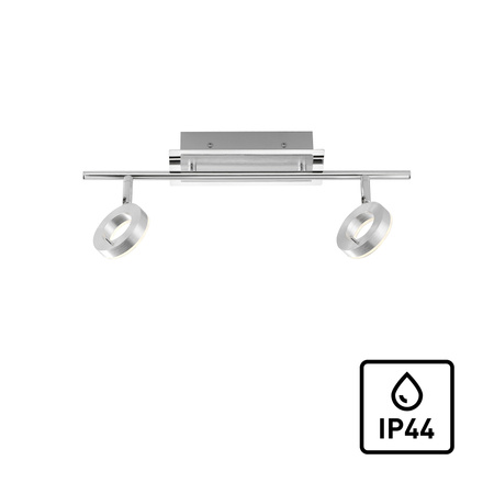 Podwójna lampa listwa sufitowa do łazienki w kolorze aluminium LED 3000K IP44 SILEDA Paul Neuhaus 6781-96